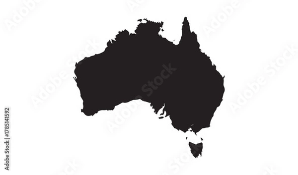 Obraz Black silhouette of the continent of australia on a white background