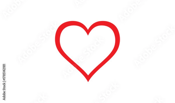 Fototapeta Simple red heart outline on white background