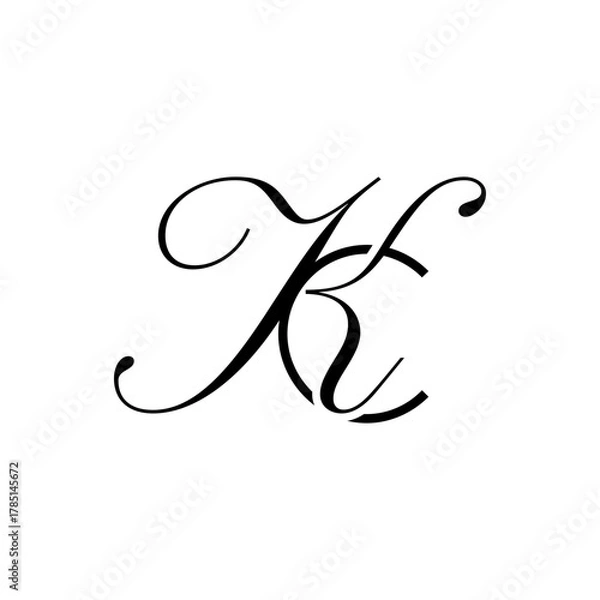 Obraz initial letter c with k script logo