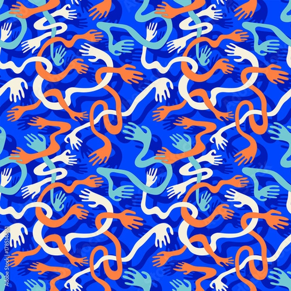 Obraz Abstract Seamless Pattern with Wavy Hands – Modern Minimal Design