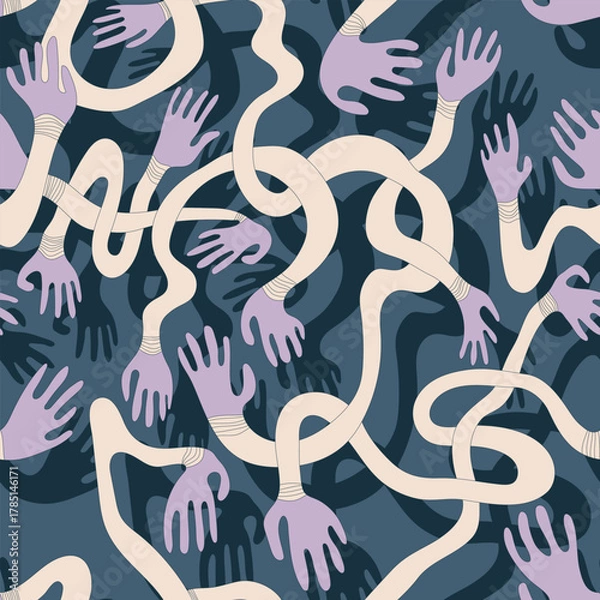 Obraz Abstract Seamless Pattern with Wavy Hands – Modern Minimal Design