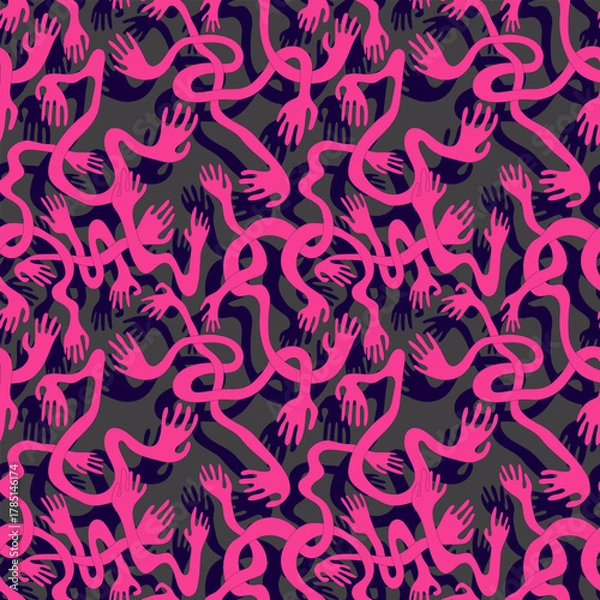 Obraz Abstract Seamless Pattern with Wavy Hands – Modern Minimal Design