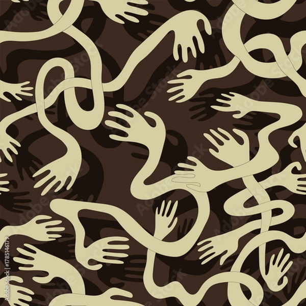 Obraz Abstract Seamless Pattern with Wavy Hands – Modern Minimal Design