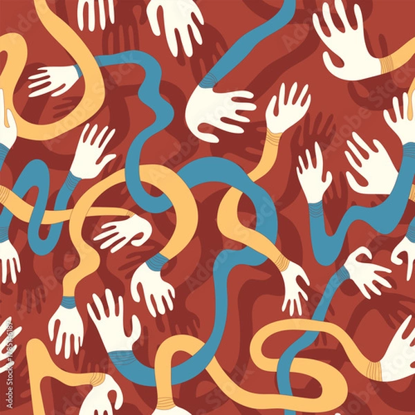Obraz Abstract Seamless Pattern with Wavy Hands – Modern Minimal Design