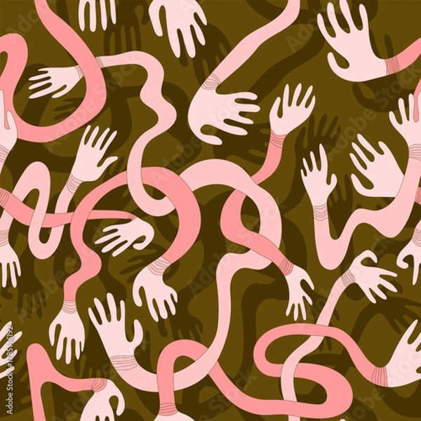 Obraz Abstract Seamless Pattern with Wavy Hands – Modern Minimal Design