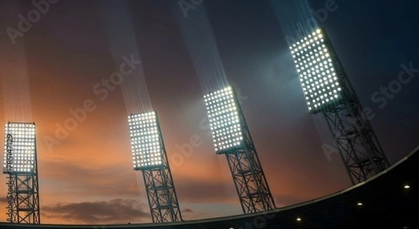 Obraz Stadium Floodlights and Sky at Dusk