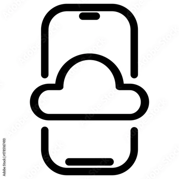 Obraz This icon represents cloud storage- showcasing seamless data backup and access via mobile phone. Ideal for app development- tech companies- and websites related to cloud computing.