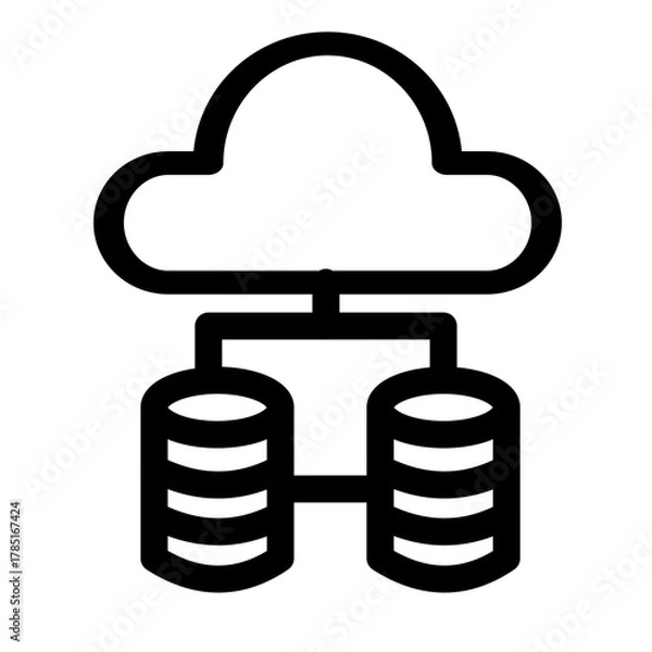 Obraz This icon represents cloud-based data storage and a decentralized network architecture. It's perfect for illustrating cloud computing concepts and related technologies.