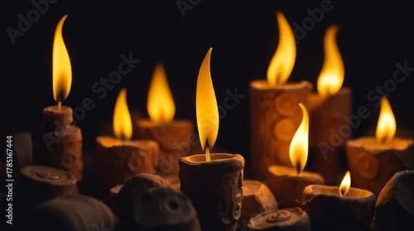 Fototapeta Warm Candlelight Glow in a Dark Ambient Setting
