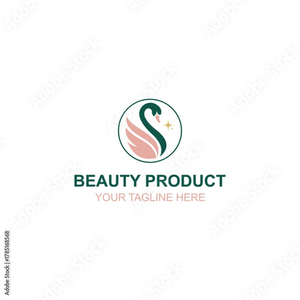 Obraz Elegant Swan Logo Design for Beauty Product Brand Identity with Creative Illustration