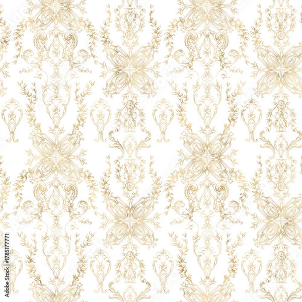 Obraz golden baroque ornate backdrop, png texture, seamless ornamental pattern, 