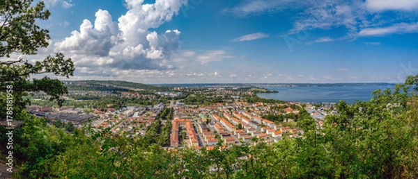 Fototapeta Jonkoping city panorama overlooking Vattern lake