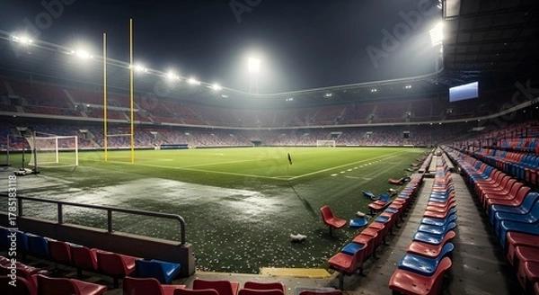Obraz Empty Stadium After the Match with Lights On