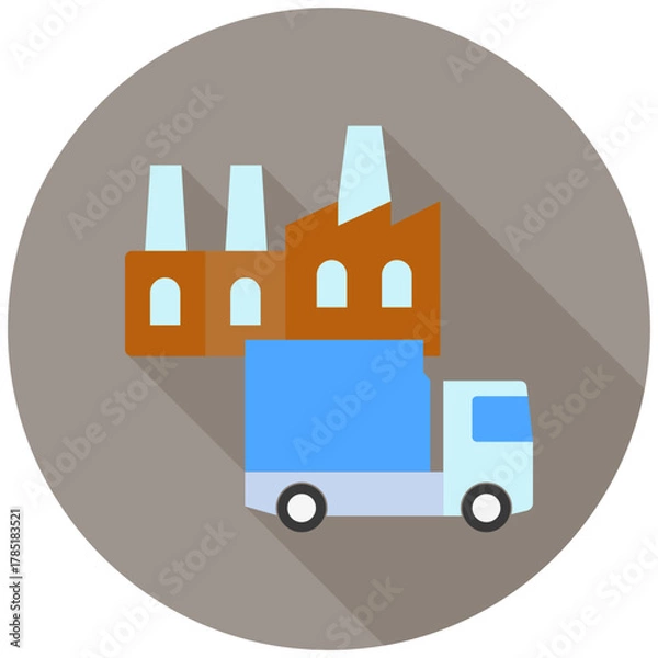 Obraz Logistics Icon, Rounded Mini Illustration Relate To Industry 4-0. Use For Modern Concept, Ui, Ux Web And App Development.