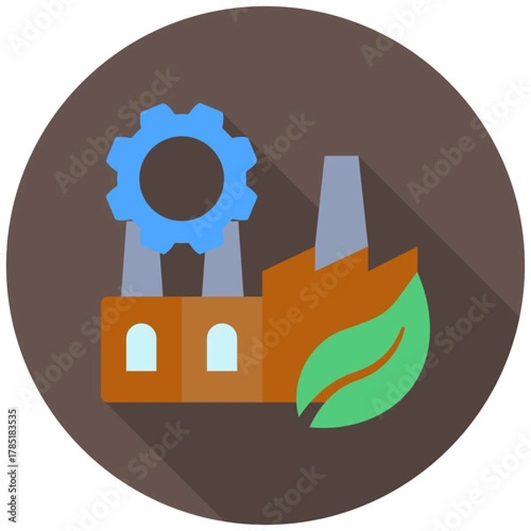 Fototapeta Manufacturing Icon, Rounded Mini Illustration Relate To Industry 4-0. Use For Modern Concept, Ui, Ux Web And App Development.