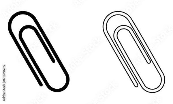 Obraz シンプルなゼムクリップの線画イラストセット