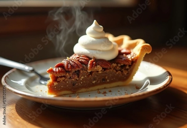 Fototapeta Irresistible Pecan Pie Decadent Indulgence with Whipped Topping Dreams