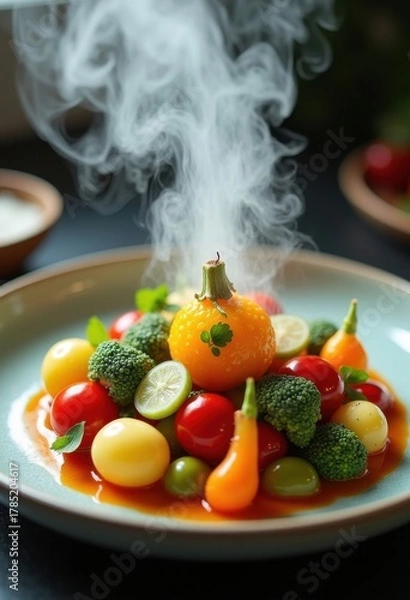 Fototapeta Molecular Gastronomy Colorful Vegetable Array Michelin Star Innovation Dining Art Experience