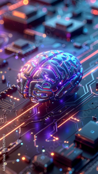 Fototapeta Artificial intelligence brain technology digital ai neural network machine learning concept design