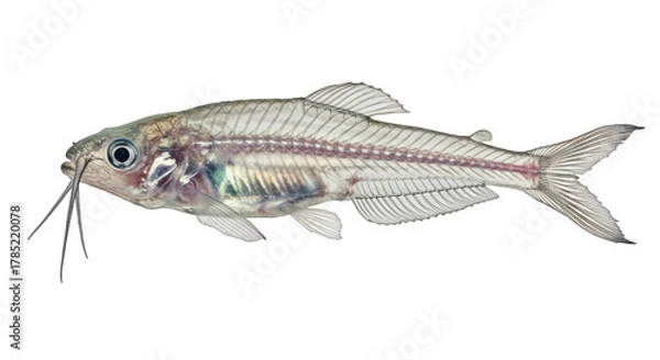 Fototapeta Close up of a Transparent Glass Catfish Showing Intricate Internal Anatomy