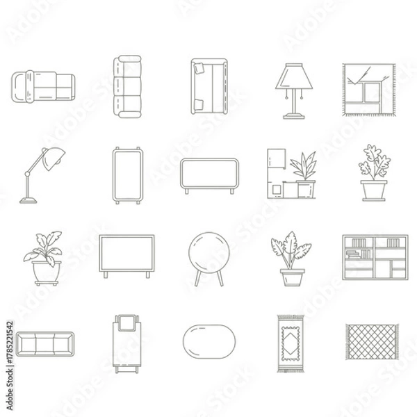Fototapeta modern interior design representing furniture arrangement layout planning for a home decor project perfect for architecturals and interior design blogs.