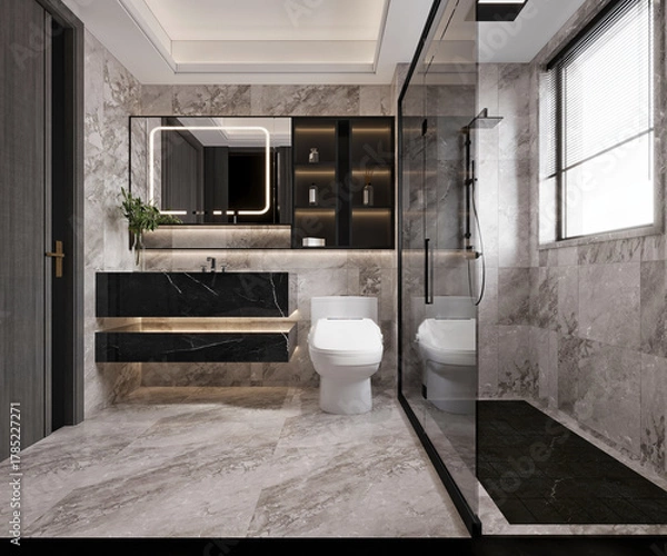 Fototapeta modern bathroom interior, 3d render