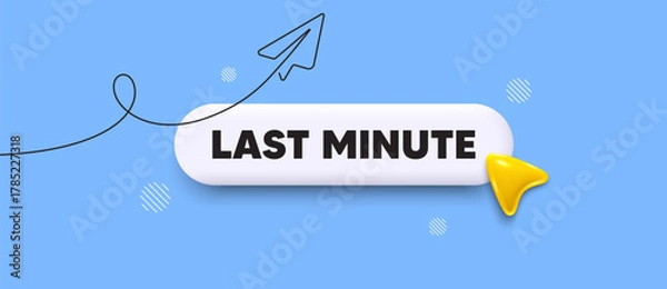 Fototapeta Last minute deal search bar. Share plane line icon. Last minute deal. Special price offer sign. Advertising discounts symbol. Search button with 3d cursor. Vector