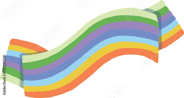 Obraz 虹色のリボン　手描き風　見出しイラスト