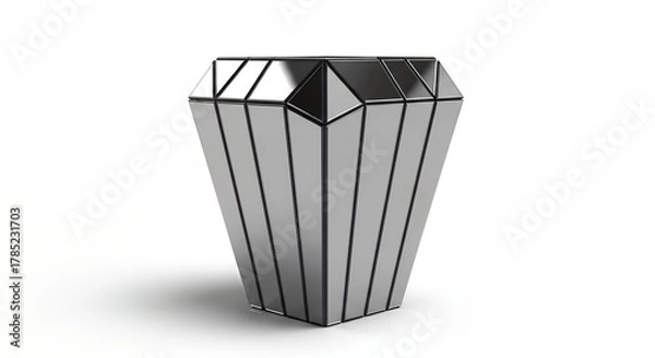 Obraz Silver diamond shaped object on a white background.