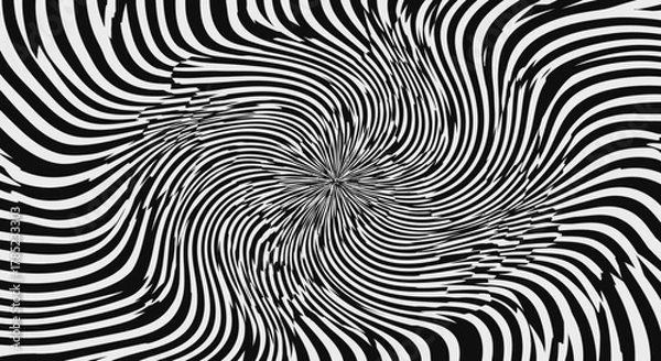Fototapeta Hypnotic swirl of black and white lines creates a mesmerizing visual effect