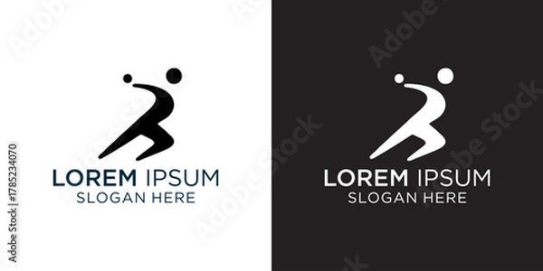 Obraz Dynamic abstract logo for sports team or athletic brand, conveying speed, agility and power for fitness app or sports equipment company with clean modern design and high impact vector