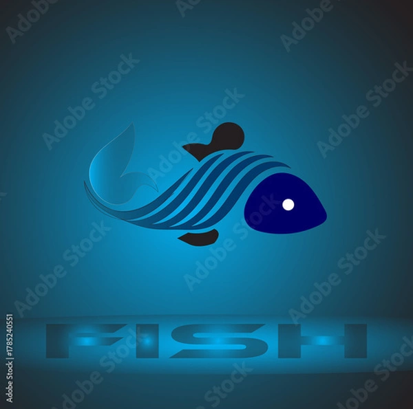 Fototapeta Creative Blue Fish Logo Design Concept