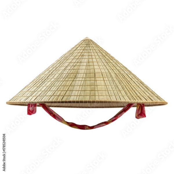 Fototapeta Chinese or Vietnamese  Traditional Conical Straw Hat  isolated on transparent background. png 