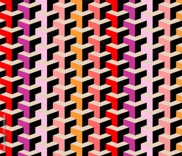 Obraz Vibrant interlocking geometric cubes optical illusion