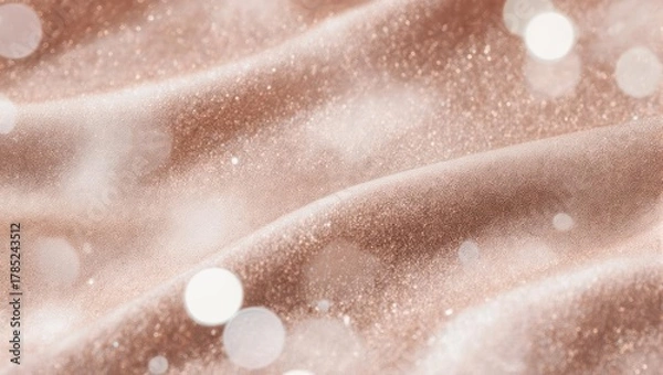 Fototapeta Elegant Rose Gold Glitter Background with Sparkling Bokeh Lights.