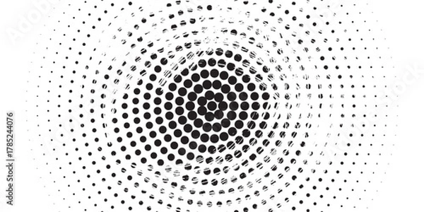 Fototapeta Abstract monochrome halftone pattern. Futuristic panel. Grunge dotted backdrop with circles, dots, point. Design element for web banners, posters, cards, wallpapers, sites. Black and white color