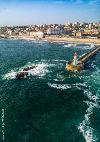 Obraz Farolim de Felgueiras - Porto, aerial view