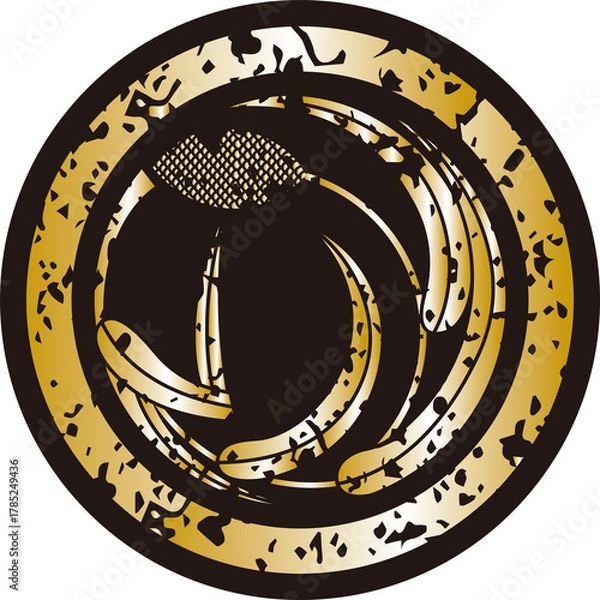 Obraz 杏葉と粟の家紋メダル