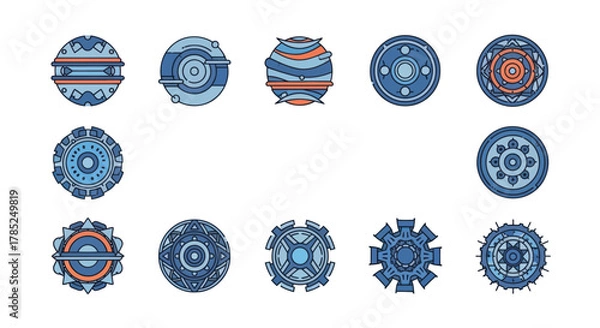 Obraz Abstract geometric designs colorful circles with intricate patterns