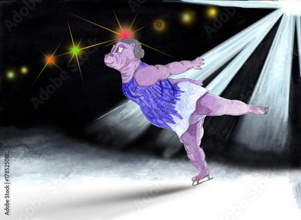 Obraz Hippopotamus is a skater.