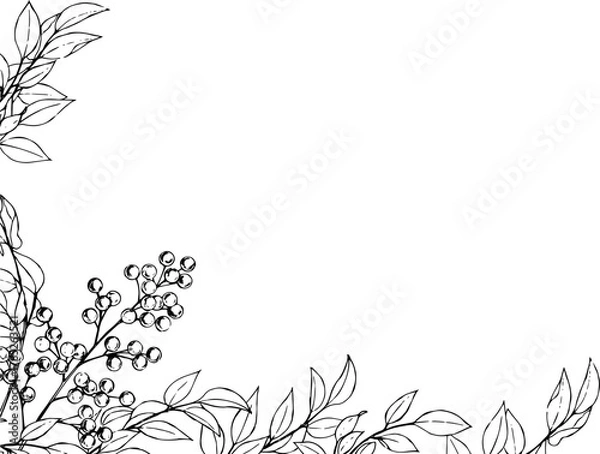 Obraz ペンで描いた南天のフレーム