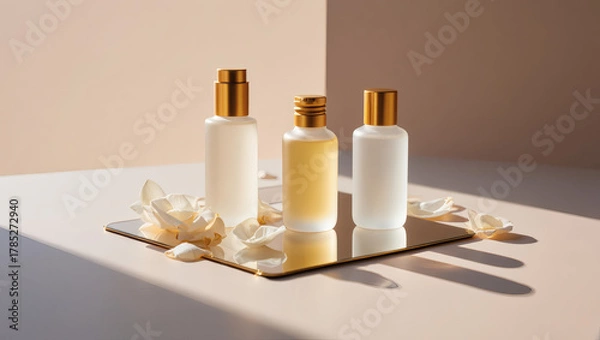 Fototapeta bottles of perfume and cosmetics