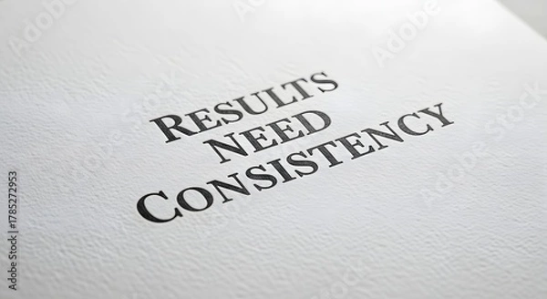 Fototapeta A close-up of a printed motivational quote on textured paper emphasizing the importance of results, need, and consistency for success and growth