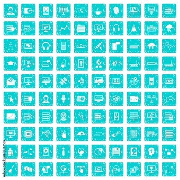 Fototapeta 100 on-line seminar icons set grunge blue