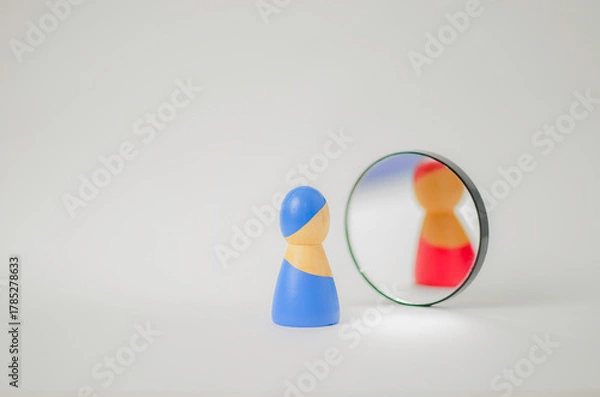 Obraz Person icon seeing different reflection in mirror