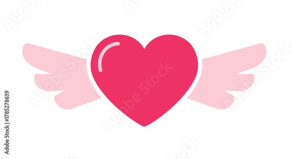 Obraz Illustration Vector SVG Design with Heart and Wings Pink Flat Design