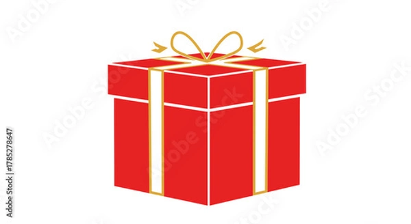 Obraz Illustration Vector SVG of Red Gift Box with Golden Bow Modern Flat Design