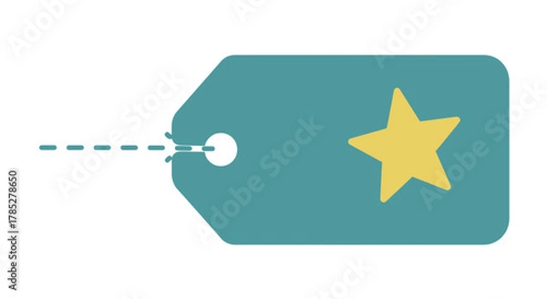 Obraz Vector SVG Icon of Teal Tag with Yellow Star Flat Design Style