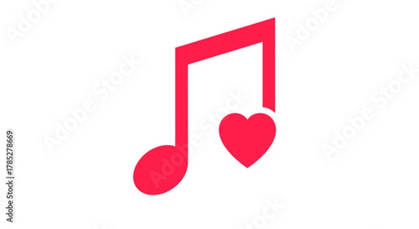 Obraz Music SVG Icon with Heart Shape Modern Flat Vector SVG Design in Red