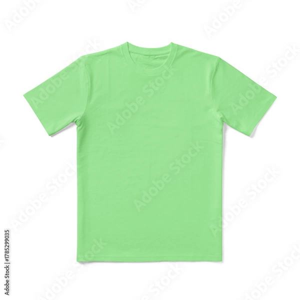 Obraz Apparel Mockup of High-Quality Blank Mint Green T-Shirt Front View Template on White Transparent Background 